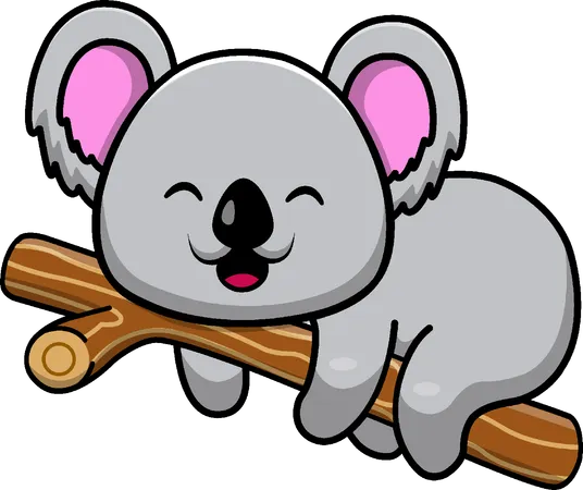 Koala couché sur une branche  Illustration