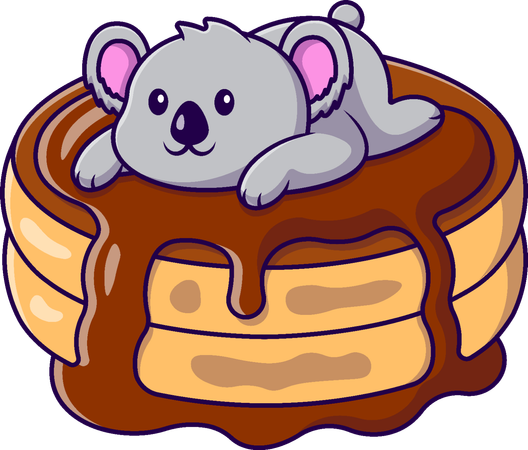 Koala allongé sur une crêpe  Illustration