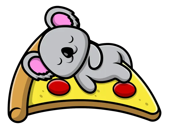 Koala dormant sur une pizza  Illustration