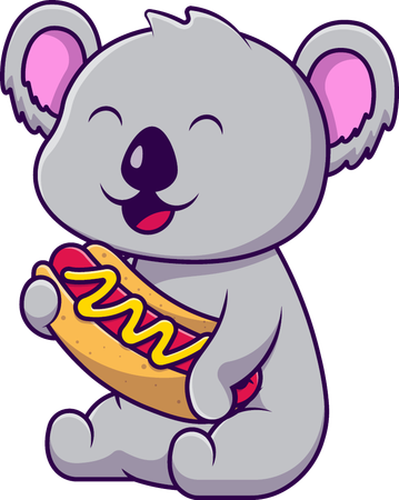 Koala Hug Hotdog  Illustration