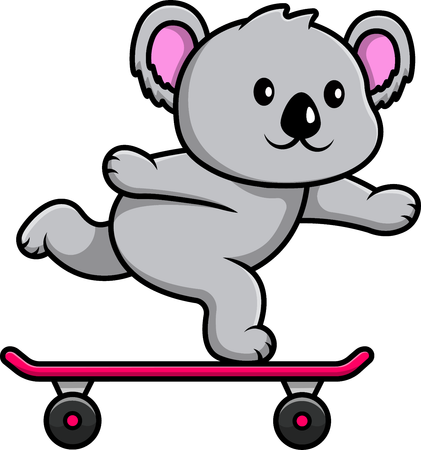 Koala jugando patineta  Ilustración