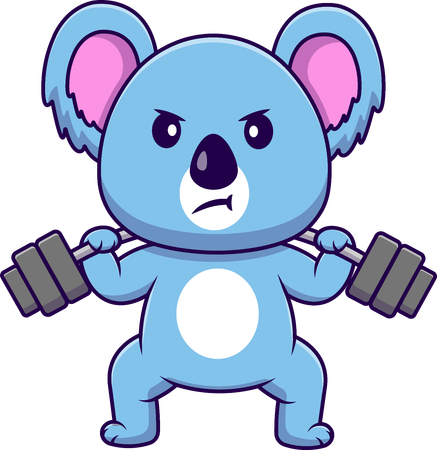 Koala Lifting Barbell  Illustration