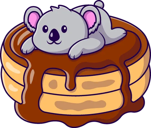 Koala Lying On Pancake  Illustration