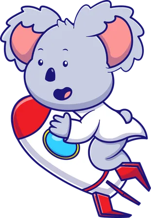 Koala monta en un cohete  Ilustración