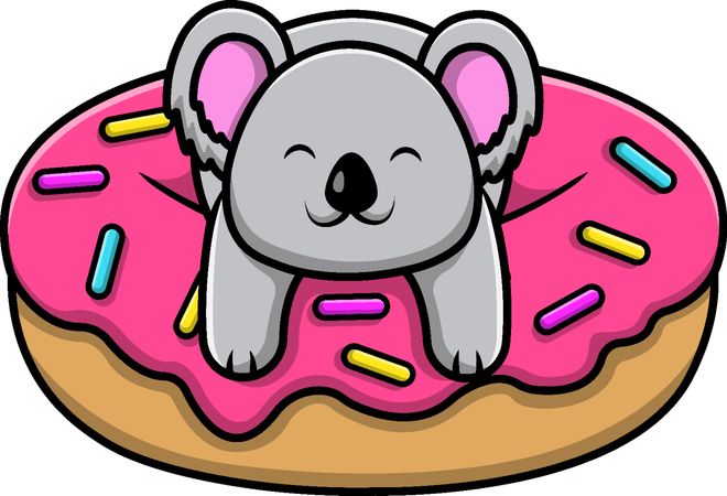 Koala On Doughnut  Illustration