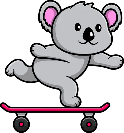 Koala Playing Skateboard  Illustration