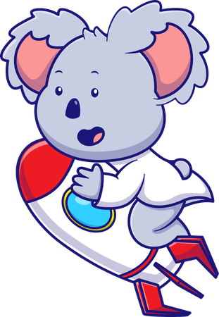 Koala Ride a Rocket  Illustration