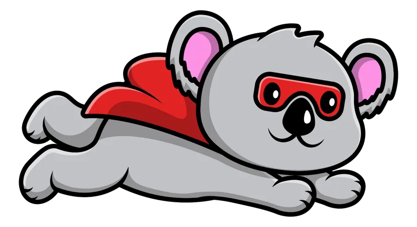 Koala Super Hero Flying  Illustration