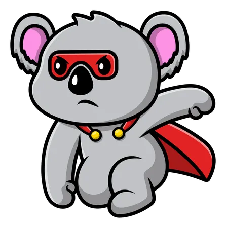 Koala Super Hero Landing  Illustration