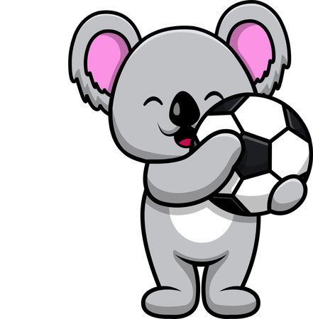 Koala tenant un ballon de football  Illustration