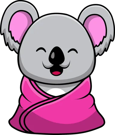 Koala Wearing Blanket  Illustration