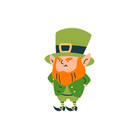 Kobold mit unzufriedenem Gesicht zum St. Patrick's Day  Illustration