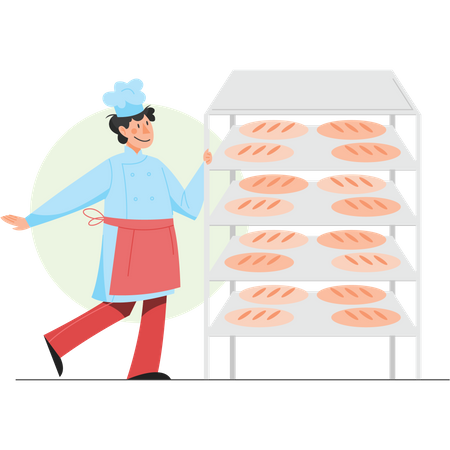 Koch macht Brot  Illustration