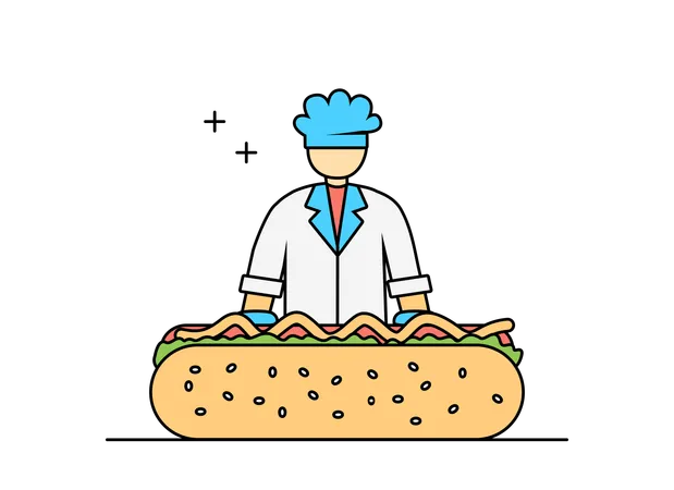 Koch mit Hotdog  Illustration