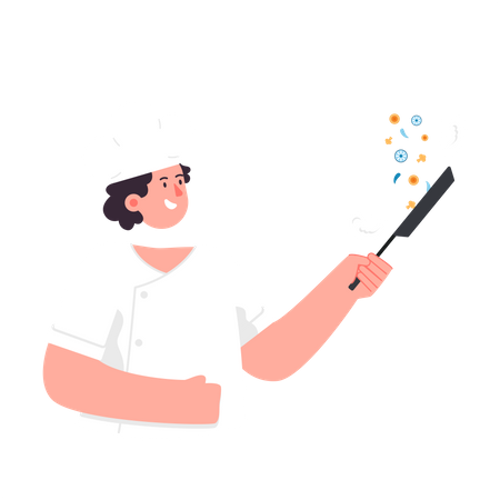 Weibliche Köchin beim Kochen  Illustration