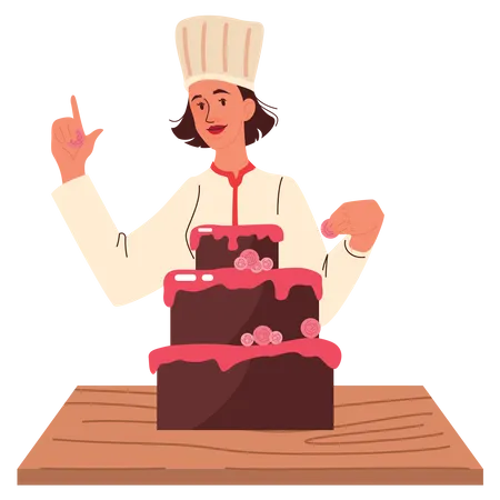 Köchin macht Kuchen  Illustration