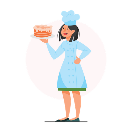 Köchin mit Kuchen  Illustration