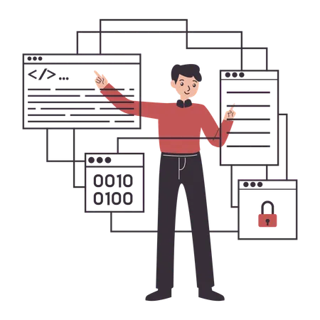 Coding Specialist testet Softwarecode  Illustration