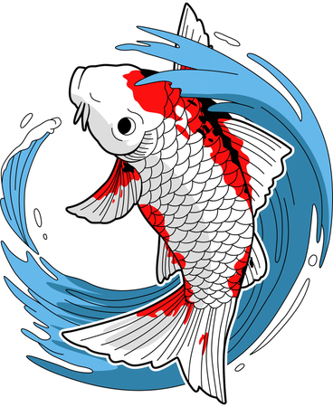 Koi-Fische und Spritzwasser  Illustration