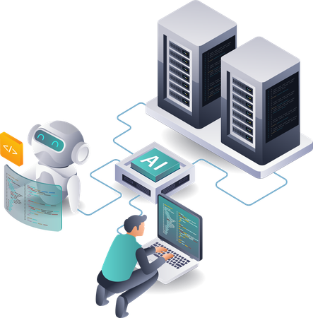 Kollaborative Technologie zur Entwicklung des Serverdatenwachstums  Illustration