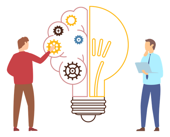 Kollegen arbeiten an einer kreativen Idee  Illustration
