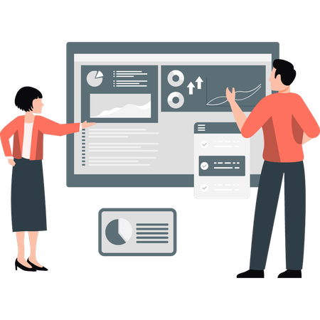 Kollegen diskutieren über statistische Analysen  Illustration