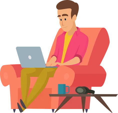 Kollegen sitzen mit Laptop auf dem Sofa  Illustration