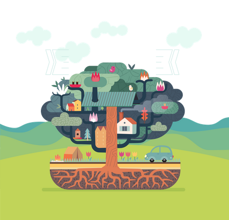 Kolonie auf Baum  Illustration