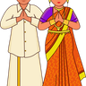 illustrations of couple greeting namaste