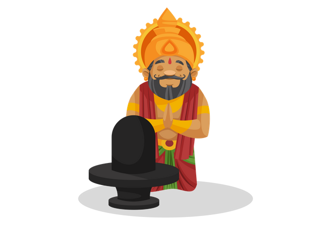 König Dasharatha betet zu Lord Shiva  Illustration