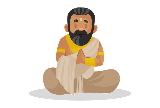 König Janaka betet zu Gott  Illustration