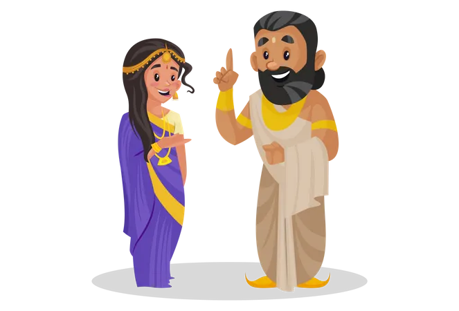 König Janaka mit Göttin Sita  Illustration