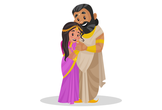 König Janaka mit Göttin Sita  Illustration