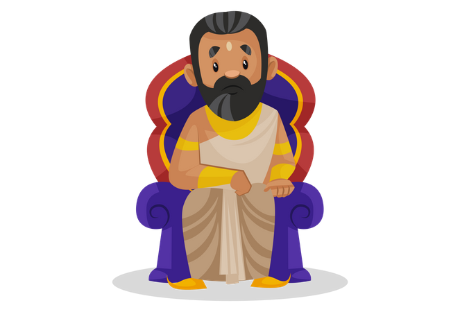 König Janaka sitzt auf dem Thron  Illustration