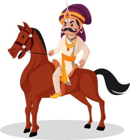 König reitet Pferd  Illustration