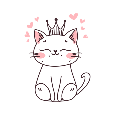 Königskrone von Katze getragen  Illustration