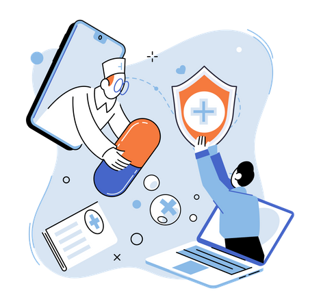 Konsultieren Sie Ihren Arzt online für ein Rezept  Illustration