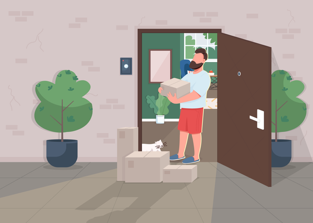 Kontaktlose Lieferung während des Lockdowns  Illustration