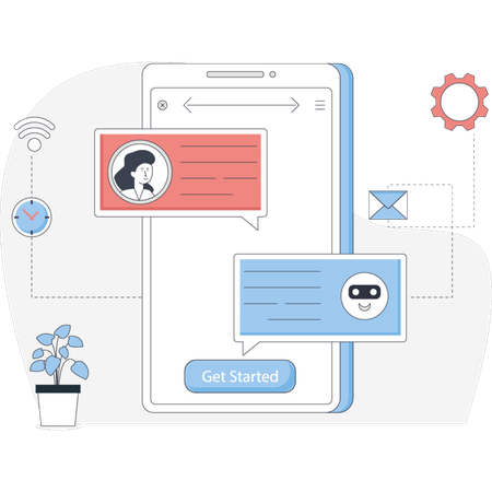 Konversation mit Chatbot  Illustration