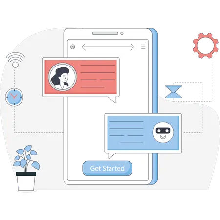 Konversation mit Chatbot  Illustration