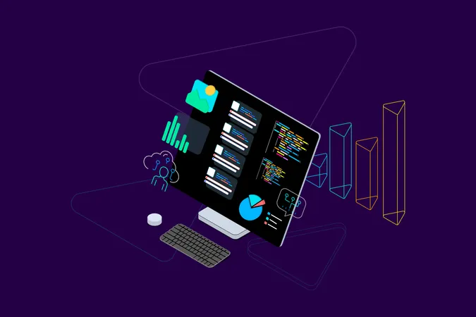 Konzept der Datenanalyse und -kodierung  Illustration