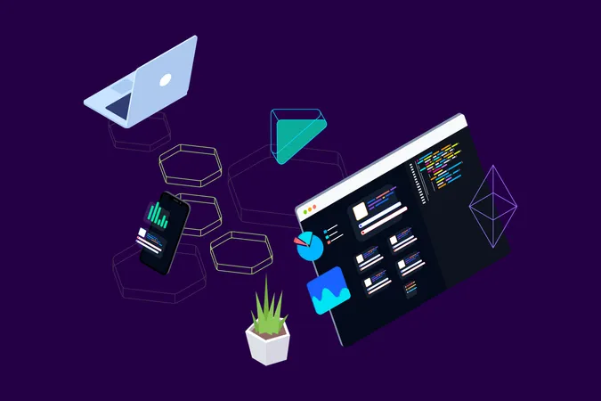 Konzept der Datenanalyse und -kodierung  Illustration