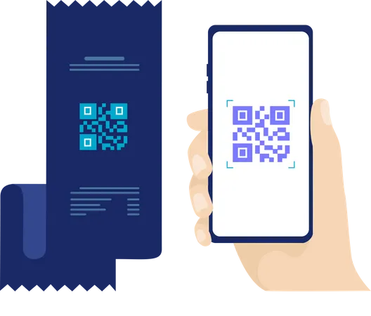 Konzept des Scannens des QR-Codes und der Bezahlung von Rechnungen per Smartphone  Illustration