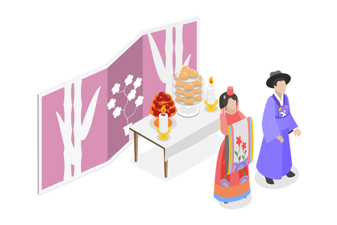 Korean Couple  Illustration