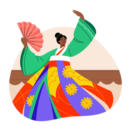 Korean dancer showing dance moves  Illustration
