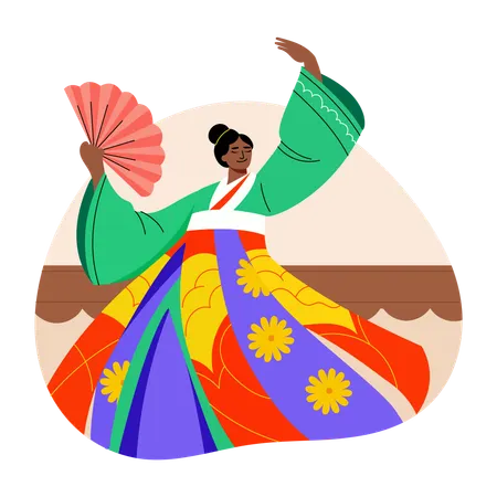 Korean dancer showing dance moves  Illustration