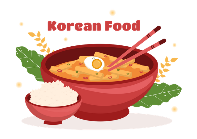 Korean delicious food bowl  Illustration