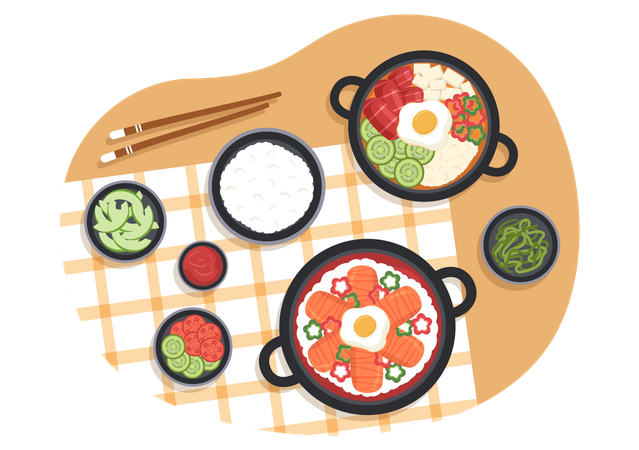 Korean food dishes  Illustration