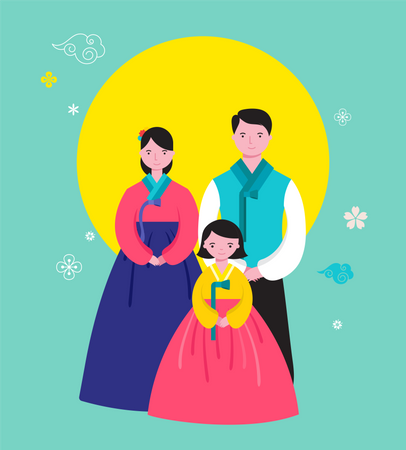 Korean Happy family  Illustration