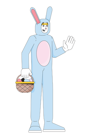Korean man in Easter bunny costume  Illustration